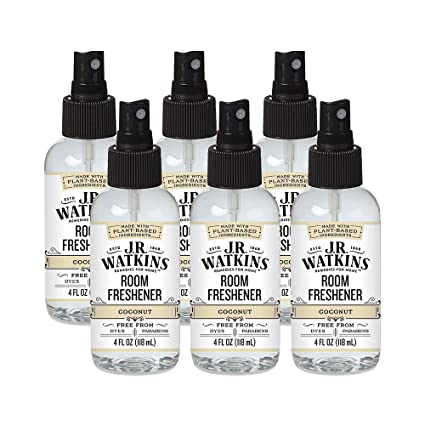 JR Watkins Room Air Freshener Spray, Coconut, 6 Pack, Natural Freshener for Home, Office, or Car, USA Made and Cruelty Free, 4 fl oz