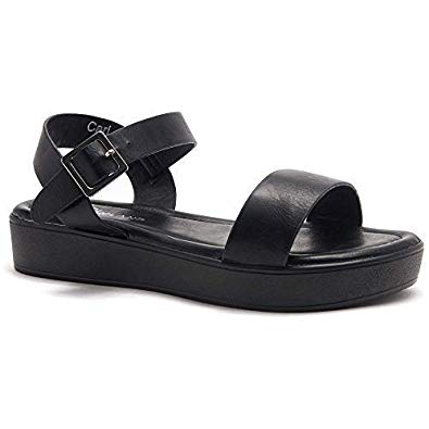 Herstyle Carli Women's Open Toe Ankle Strap Platform Low Wedge Sandals