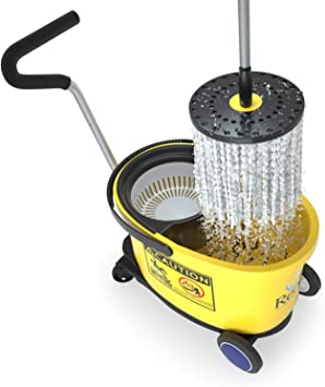Professional Spin Mop Papa Commercial with Dolly Wheels - Heavy Duty Design Powerful Drainer