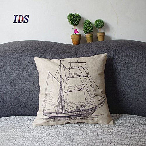 Nautical Cotton Linen Pillow Cover- Antique Boat Cushion Cover-throw Pillow Cover