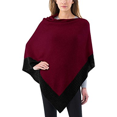 Celeste Ladies' Colorblock Cashmere Blend Travel Wrap Poncho