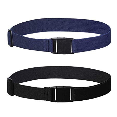 Womens Invisible Belt Elastic Adjustable - No Show Web Belts For Women, 2 Pieces (Navy blue/Black)