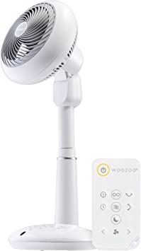 IRIS USA WOOZOO Pedestal Standing Fan, 360 Oscillating Fan, DC Motor Quiet, Remote Equipped 7-in-1 Fan with Timer/ 10 Speed Settings, 102ft Max Air Distance, Height Adjustable, White