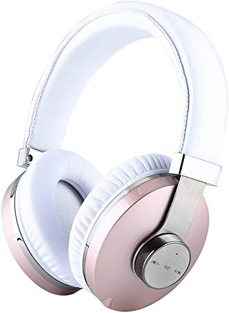 Active Noise Cancelling Headphones,Meesport Deep Bass Wireless Bluetooth Headphones Over Ear,30 Hrs Playtime Headset with Comfortable Earpads,w/Build-in Mic Wired Mode for Travel TV PC Cellphone -Pink