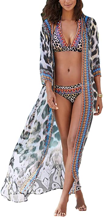 Bsubseach Women's Sexy Fashion Loose Bikini Swimwear Cover Up Long Kimono Cardigan