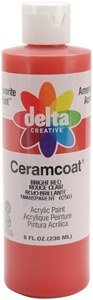 Delta Creative Ceramcoat Acrylic Paint in Assorted Colors (8 Ounce), 025038 Bright Red