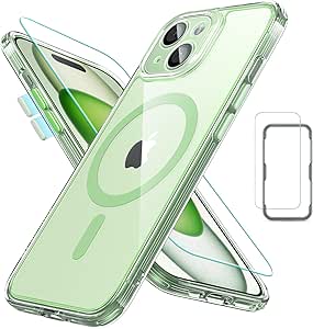 ESR for iPhone 15 Case Set, Translucent Matte Case with Screen Protector, Compatible with MagSafe, Military-Grade Protection, Classic Series,Clear Green