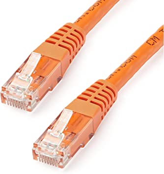 StarTech.com 35ft CAT6 Ethernet Cable - Orange CAT 6 Gigabit Ethernet Wire -650MHz 100W PoE   RJ45 UTP Molded Category 6 Network/Patch Cord w/Strain Relief/Fluke Tested UL/TIA Certified (C6PATCH35OR)