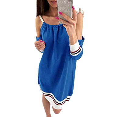 Hot Sale!! ZOMUSA Women Long Sleeve Off Shoulder Loose Casual Evening Party Mini Dress