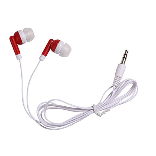 Wholesale Bulk Eearbuds Headphones 100 Pack for Kids,Classroom,Labs,Students and Adults (Red)