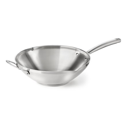 Calphalon Classic Stainless Steel Cookware, Flat-Bottom Wok, 12-inch