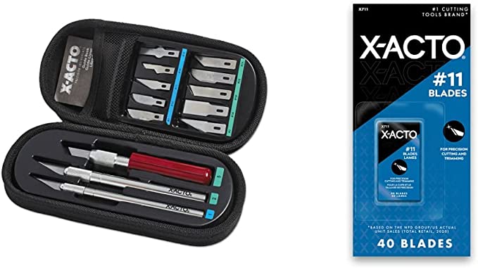 X-ACTO Compression Basic Knife Set, Great for Arts and Crafts, including Pumpkin Carving & #11 Classic Fine Point Replacement Blades, Pack of 40 (X711)