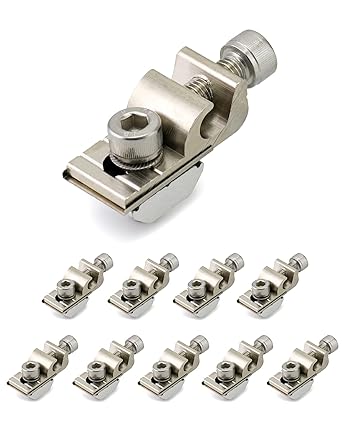 QWORK WEEB Grounding Tab 6.7, 10 Pack Copper Conductor Buried Connectors for Photovoltaic Roof Bracket and Ground Bracket Aluminum Rail, Grounding Clip, WEEB-Ground Lug