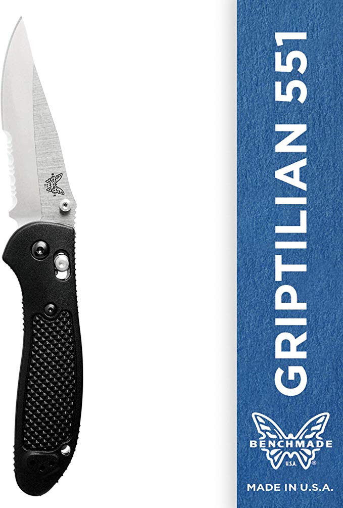 Benchmade - Griptilian 551 Knife with CPM-S30V Steel, Drop-Point Blade, Serrated Edge