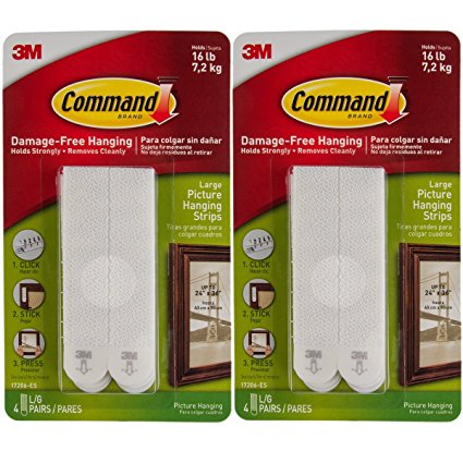 Command 3M 12ct Pack Picture & Frame Hanging Strips Sets Large Size White Damage-Free