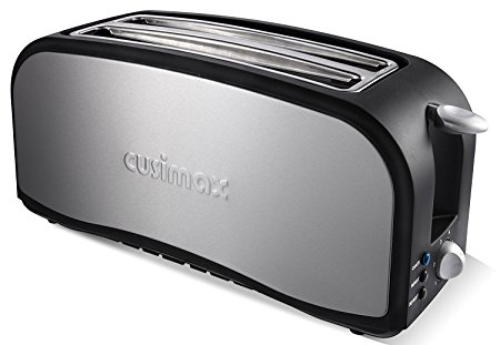 Cusimax 1300W Long Slot 4-Slice Toaster with Cancel/Defrost/Reheat Function, CMST-130, Black & Stainless Steel