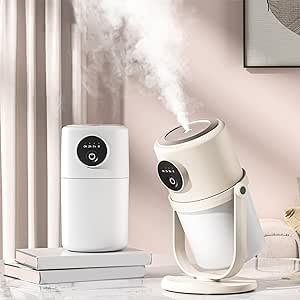 Portable Humidifiers For Bedroom, Cool Mist Humidifiers For Home, Easy To Clean 28db Quiet Cool Mist Humidifier, Usb Charging Hydration Meter Humidifier(280ml) For Bedroom,Office,Nursery & Car (Beige)