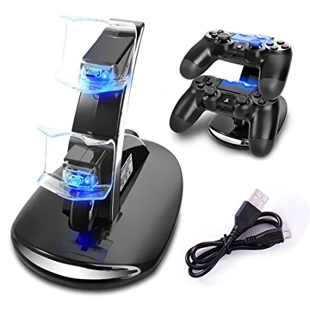 AYAMAYA Dual PS4 Slim Gaming Controller LED Charging Stand USB Charger Dock Station Cradle for Sony Playstation 4