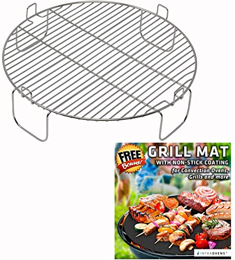 3 inch Stainless Steel Grill Rack Compatible with NuWave Oven PRO PLUS and ELITE Models | Reversible 1 inch Grate Accessory for Cooking or Cooling in Kitchen Infrared Convection Ovens | by INFRAOVENS