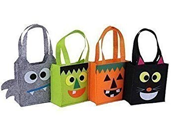 NIGHT-GRING Set of 4 Halloween Candy Goody Bag Basket Bucket Treat or Trick Hand Bag Festival Party Bags (4)