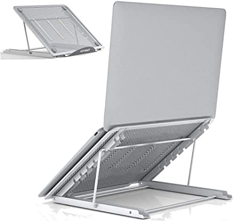 Laptop Tablet Stand, Ventilated Adjustable Laptop Computer Holder Desk Stand, Universal Lightweight Ergonomic Tray Cooling Laptop Stand for All 10-15" Laptop Notebook/Tablet (Silver)