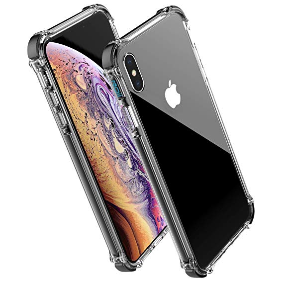 for Apple iPhone Xs Max case,Noii Clear Hybrid Protective case,[TPE Super Rubber Bumper] Shockproof case,Heavy Duty Drop Protection Cover for iPhone Xs Max 6.5 inch 2018 - Black