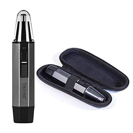 ToiletTree Products Professional Water Resistant Heavy Duty Steel Nose Trimmer with LED Light with Travel Case Included, Silver