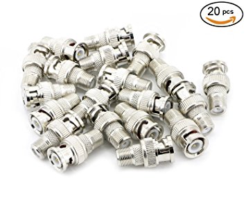 Pasow 20pcs BNC Male Plug to F Female Jack Adapter Coax Connector Coupler adapters CCTV Camera (20PCS)