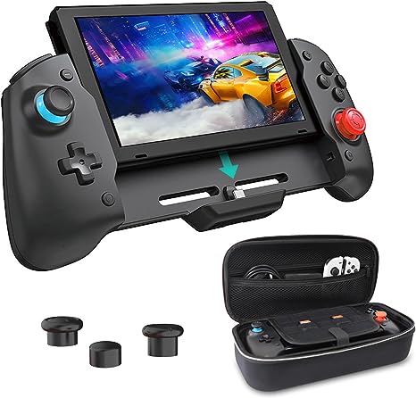 NexiGo Switch Accessories Holiday Bundle, Ergonomic Controller (Black) for Nintendo Switch with 6-Axis Gyro, Dual Motor Vibration, Game Storage Case with 10 Game Card Holders