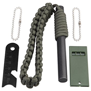 Magnesium Fire Starter with 108 inches Paracord Lanyard Woven by Dimples Excel