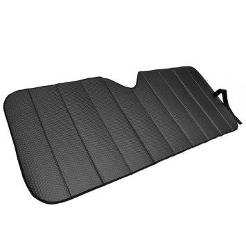 Motor Trend Front Windshield Sunshade - Black Accordion Folding Auto Shade for Car Truck SUV 58" x 24"