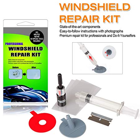 Randalfy Car Windshield Repair Kit – Windshield & Glass Repair Tool Set for Half-moon Cracks or the Combination Cracks