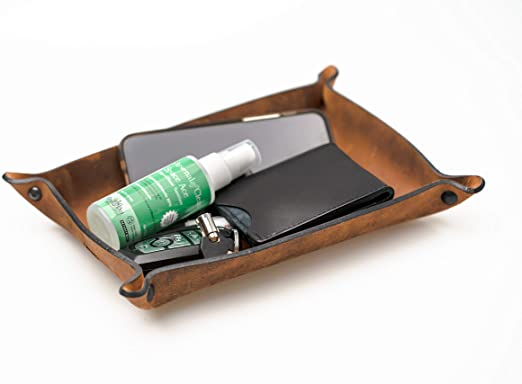 Leather Valet Tray For Men | Made in the USA | EDC Dump Tray for Keys, Phone, Wallet