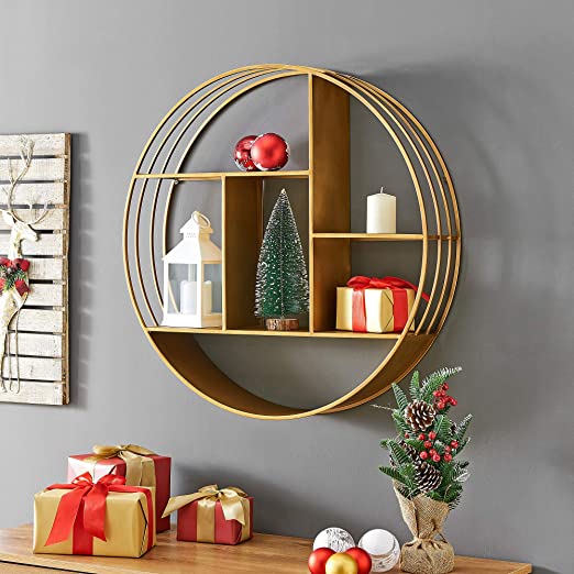 FirsTime & Co. Brooklyn Gold Circular Floating Shelf, 27.5" diameter x 6" depth