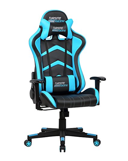Turismo Racing Cagliari Series Gaming Chair Blue/Turquoise Ergonomic Gaming Bucket Lumbar Support Executive Computer