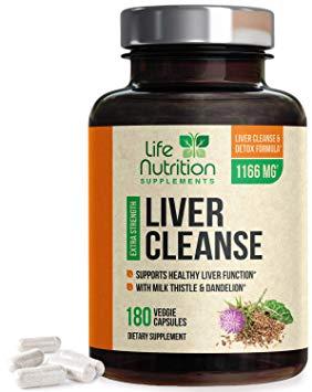 Liver Cleanse Detox & Repair Formula 1166mg - Highest Potency 22 Herbs, Made in USA, Best Milk Thistle Extract, Silymarin, Beet, Artichoke, Dandelion, Chicory, Support Supplement - 180 Capsules
