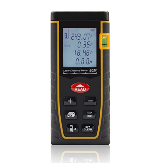 Shentec Laser Distance Measure, 262ft Handheld Digital Measure Device with Pythagorean Mode, Area & Volume Calculation Laser Tape Measure Rangefinder (2xAAA batteries included)
