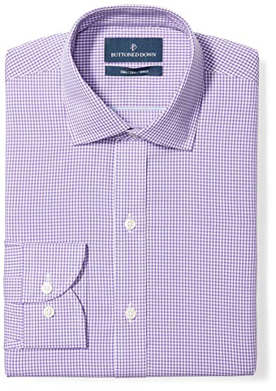 Amazon Brand - BUTTONED DOWN Men's Slim Fit Gingham Dress Shirt, Supima Cotton Non-Iron