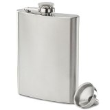 Premium 304 188 Stainless Steel Hip Flask by Future Hydrate - Includes Free Bonus Funnel and Black Gift Box 8oz Stainless Steel