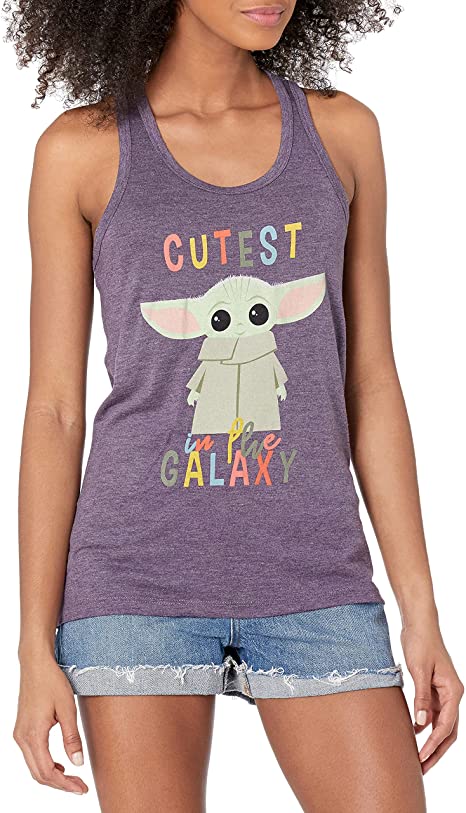 STAR WARS Women's The Mandalorian Cutest Little Child Mesh Racerback Tank