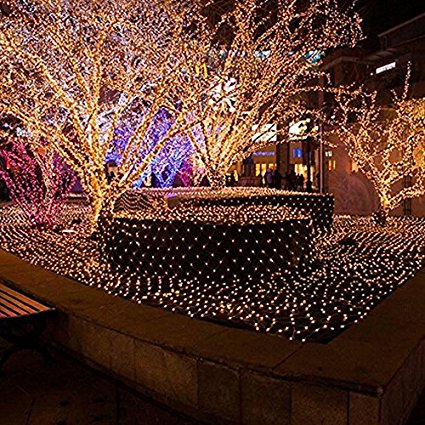 Bestface® 3m x 2m 210 LED Clear Net Lights Fairy Lights Outdoor Party Christmas Xmas Wedding Home Garden Decorations 8 Modes for Flashing (Warm White)