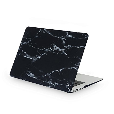 iDonzon MacBook Air 13" Case, Soft-Touch Rubberized Hard Protective Case Cover for MacBook Air 13.3 inch (Model: A1369 & A1466) - Black Marble Pattern
