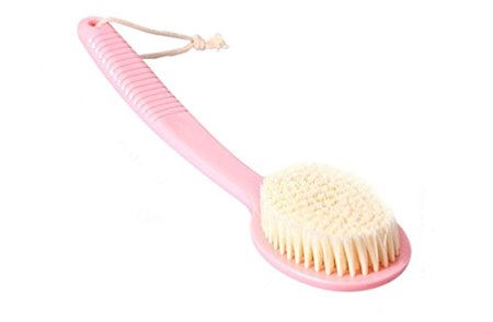 Bath Brush Soft Shower Long Handle Scrubber Exfoliating for Men and Women by DELIFUR (pink)