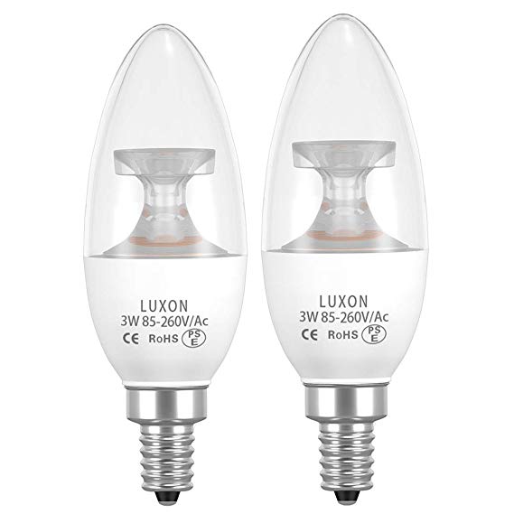 LED Candelabra Bulb E12 Base 25W Equivalent LED Chandelier Light Bulbs Soft White 2700K 320 Lumen Non-Dimmable Candelabra LED Bulbs Light Bulbs 2 Pack by LUXON