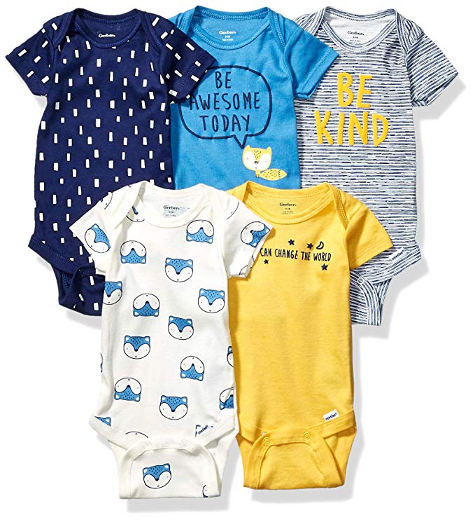 GERBER Baby Boys' 5-Pack Variety Onesies Bodysuits