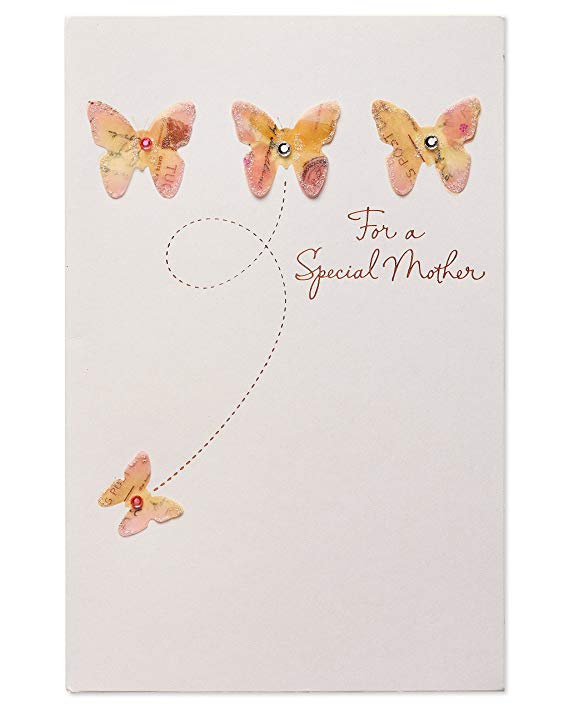 American Greetings Butterflies Birthday Card for Mother with Glitter