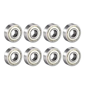 uxcell 608ZZ Deep Groove Ball Bearing Double Shield 608-2Z 80018, 8mm x 22mm x 7mm High Carbon Steel Z1 Bearings (Pack of 8)