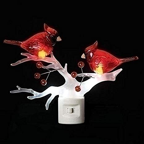 Cardinals on Branch 7 x 6 Inch Plastic Swivel Base Wall Plug In Decorative Night Light