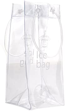 Akak Store 1 Pcs Portable Collapsible Clear Transparent PVC Ice Bag Champagne Wine Pouch Cooler Bag with Handle