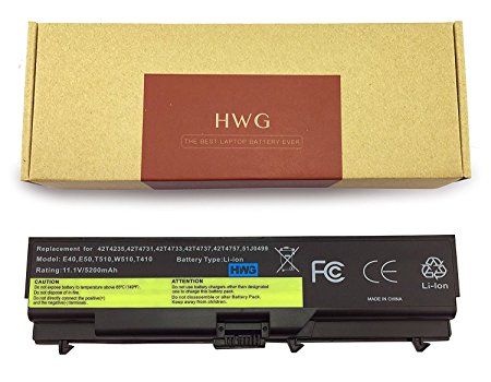 HWG T410 Battery 57Wh 6 Cells for Lenovo ThinkPad T410 T410i T420 T510 T510i T520 T520i Edge E425 Edge E420 E40 E50 L410 L412 L420 L421 L510 L512 L520 W510 W520